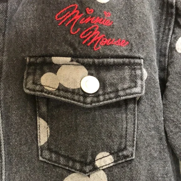 Minnie Mouse 3 piece black embroidered Jean jacket w/matching shirt/pants. Sz 4